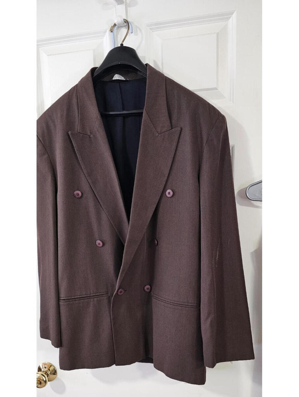 Men’s Vintage Double Breasted Suit Jacket Size 40R Dark Brown by CITY streets